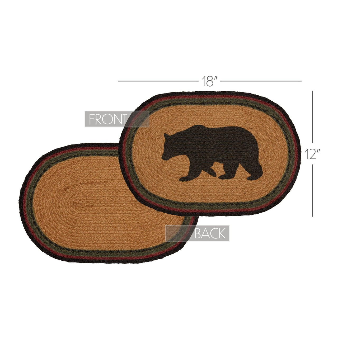 Wyatt Stenciled Bear Jute Braided Placemat Set of 6