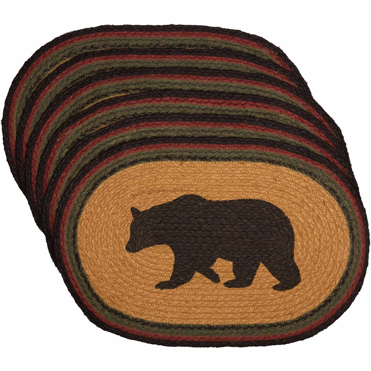 Wyatt Stenciled Bear Jute Braided Placemat Set of 6