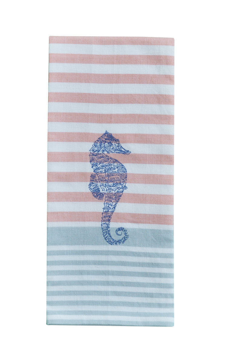 Sea Life Embroidered Seahorse Dishtowel Set of 2 Park Designs