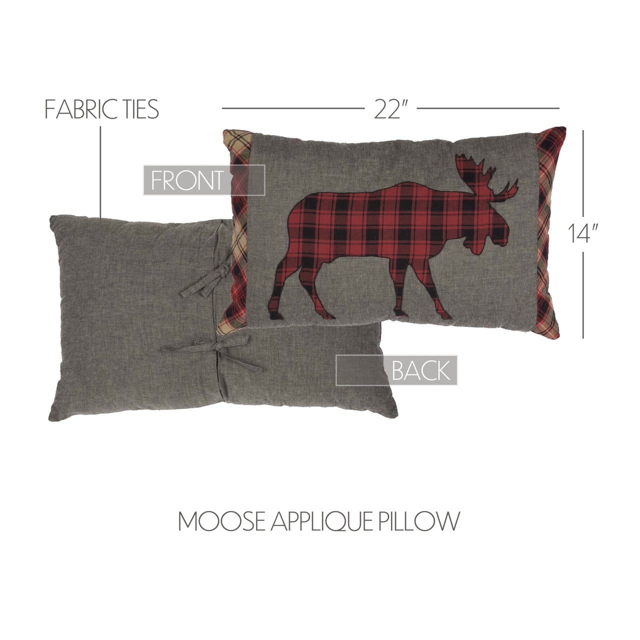 Cumberland Moose Applique Pillow 14"x22" VHC Brands