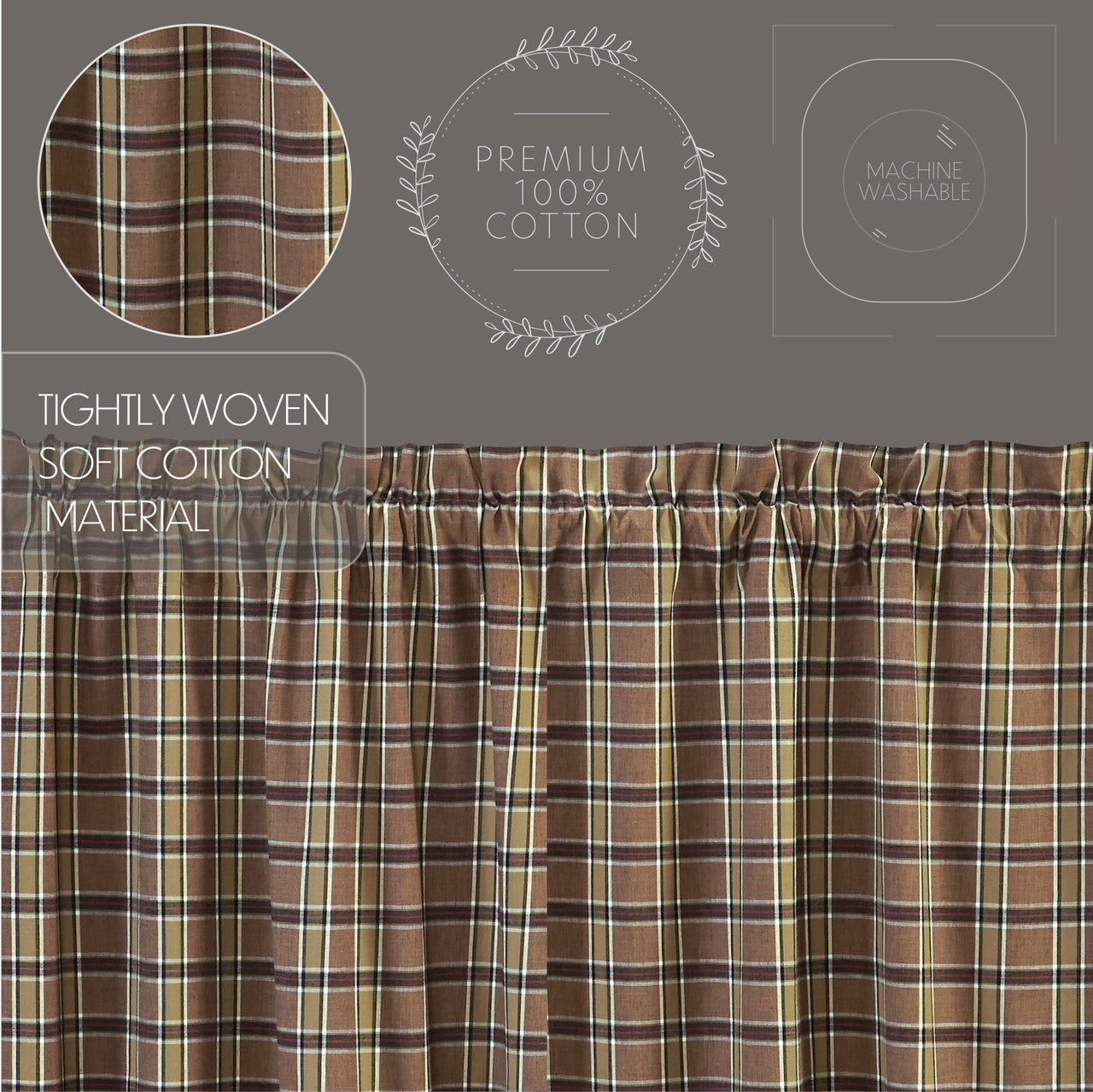 Wyatt Short Panel Curtain Set of 2 63"x36" VHC Brands