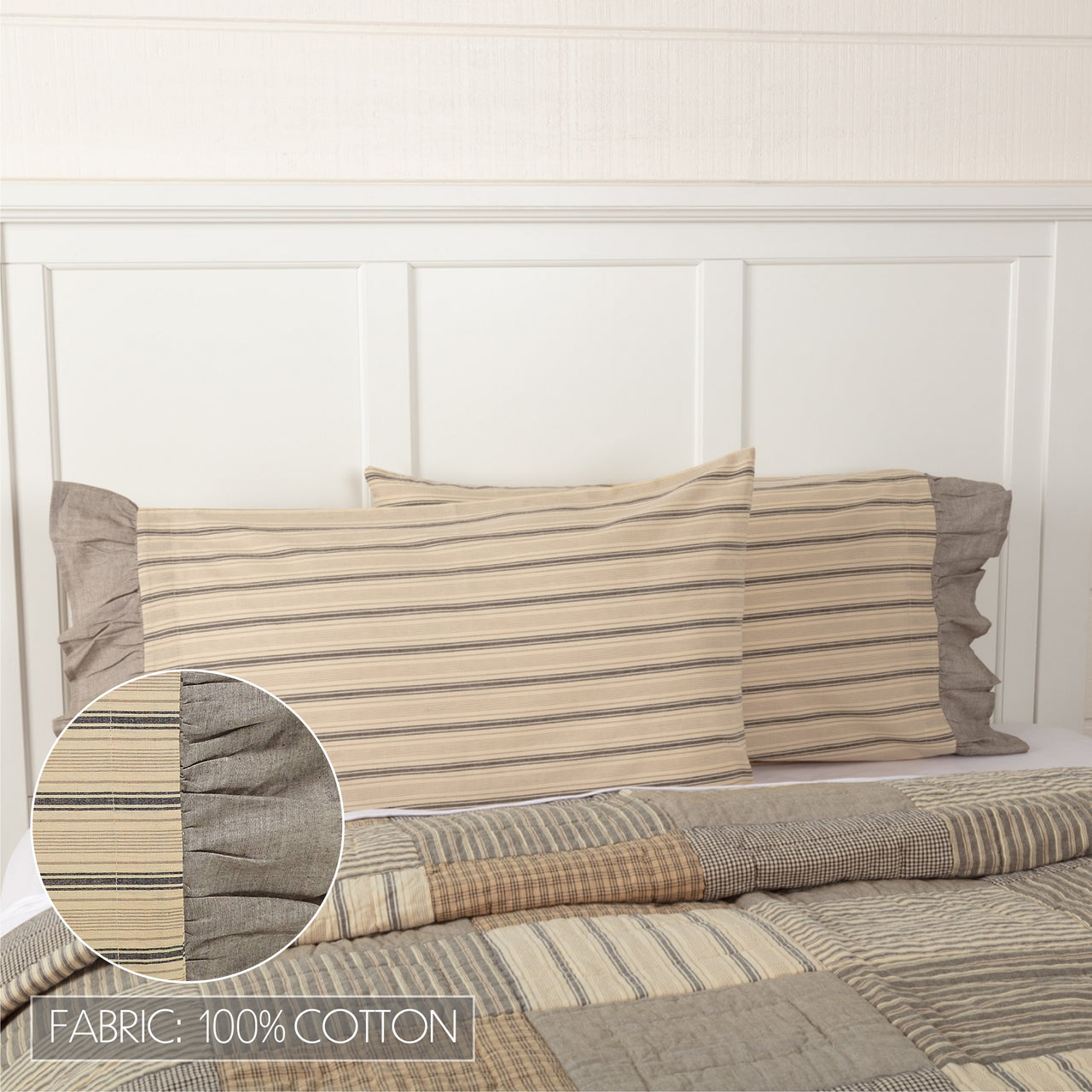 Sawyer Mill Charcoal Standard Pillow Case Set of 2 21x30 VHC Brands