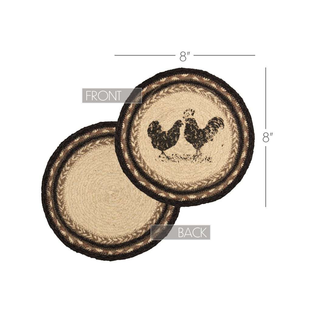 Sawyer Mill Charcoal Poultry Jute Trivet 8" VHC Brands - The Fox Decor
