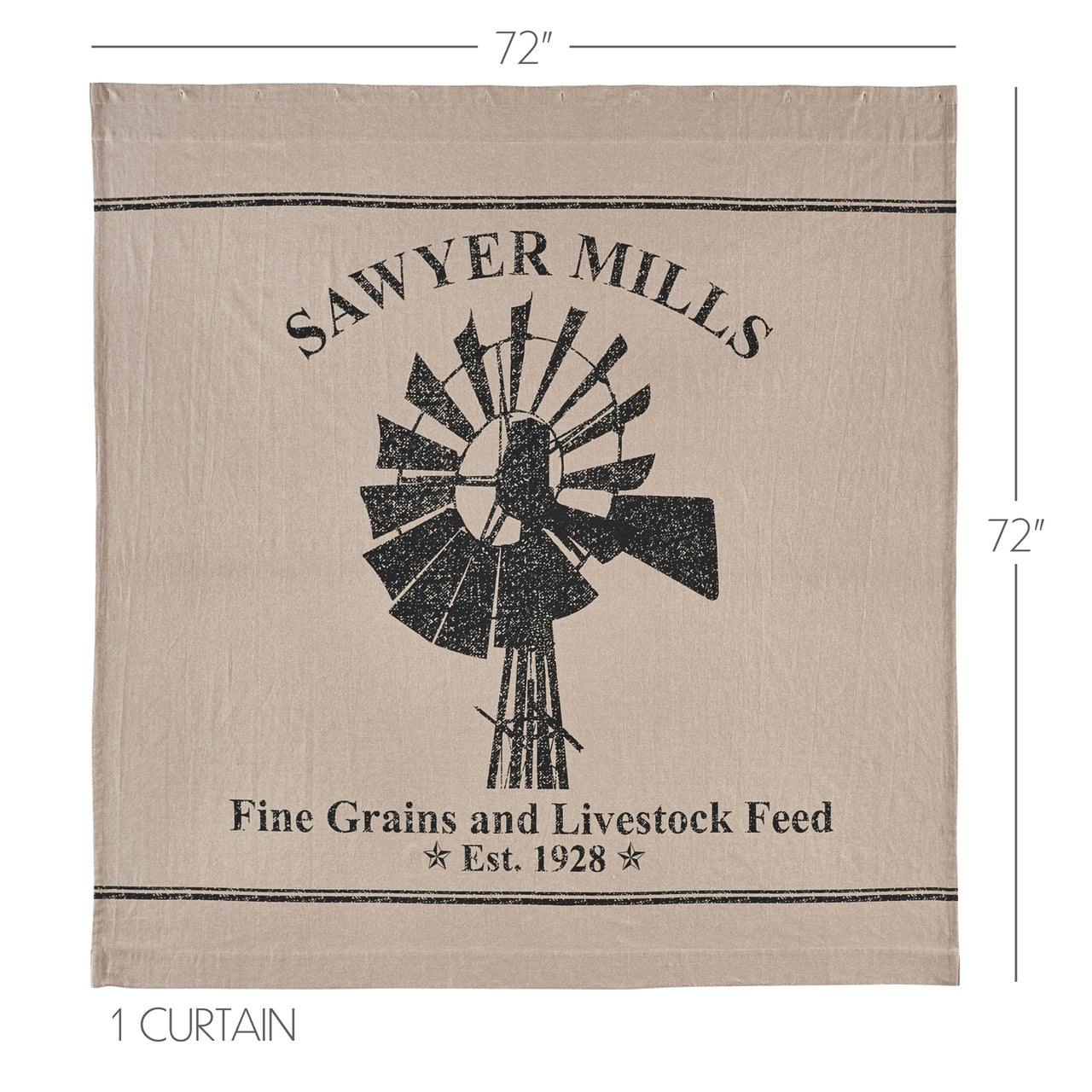 Sawyer Mill Charcoal Windmill Shower Curtain 72"x72"