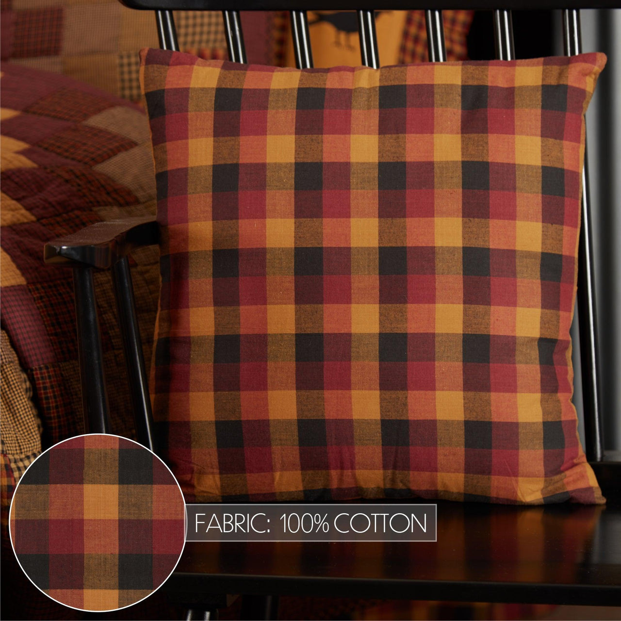 Heritage Farms Primitive Check Fabric Pillow 16x16 - The Fox Decor