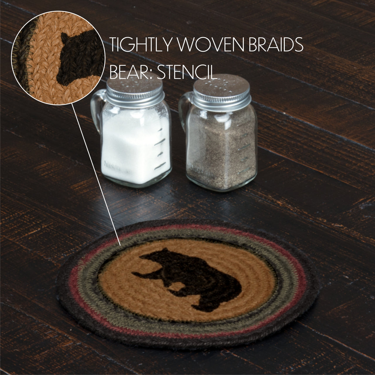 Wyatt Stenciled Bear Jute Trivet 8" VHC Brands - The Fox Decor