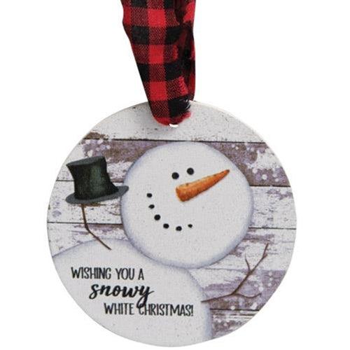 3 Set Happy Snowman Shiplap Ornaments - The Fox Decor