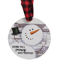 3 Set Happy Snowman Shiplap Ornaments - The Fox Decor