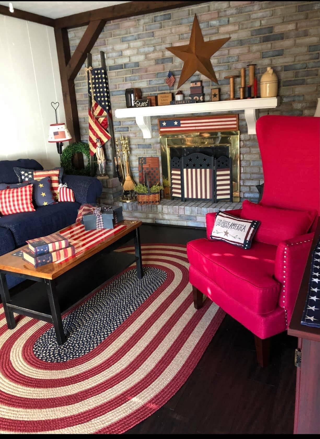 Colonial Rustic American Flag Braided Rugs