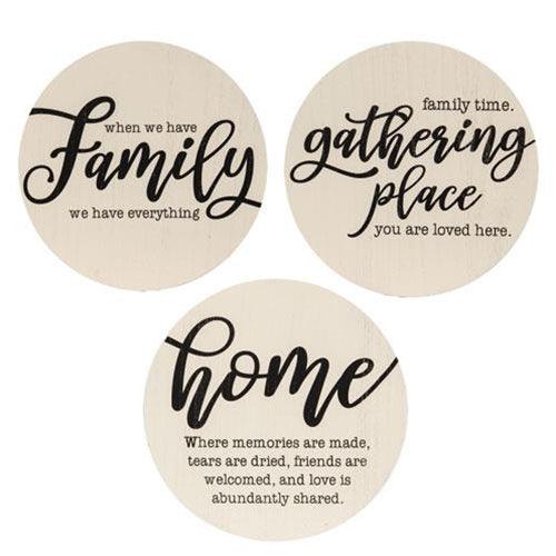 Home Sayings Round Sign 1175 3 Asstd - The Fox Decor