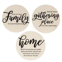 Home Sayings Round Sign 1175 3 Asstd - The Fox Decor