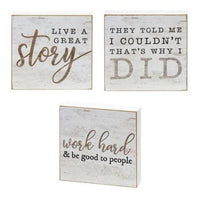 Thumbnail for Live A Great Story Square Block 3 Asstd - The Fox Decor