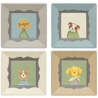 Pup Portrait Square Plate 4 Asstd - The Fox Decor