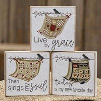 Live By Grace Square Block 3 Asstd - The Fox Decor