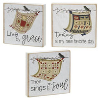 Live By Grace Square Block 3 Asstd - The Fox Decor