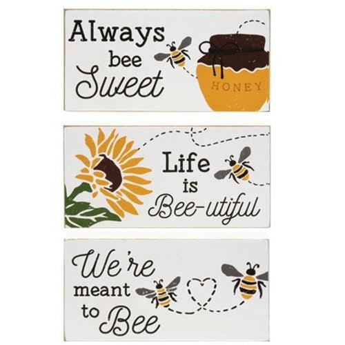 Bee-utiful Wooden Block 3 Asstd - The Fox Decor