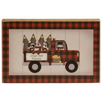 Thumbnail for Buffalo Check Jingle Bell Express Truck Block - The Fox Decor