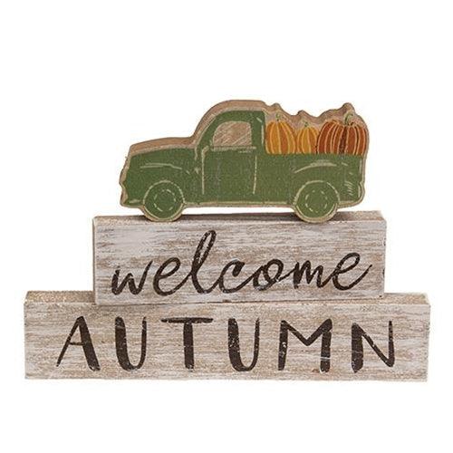 3 Set Welcome Autumn Green Truck Blocks