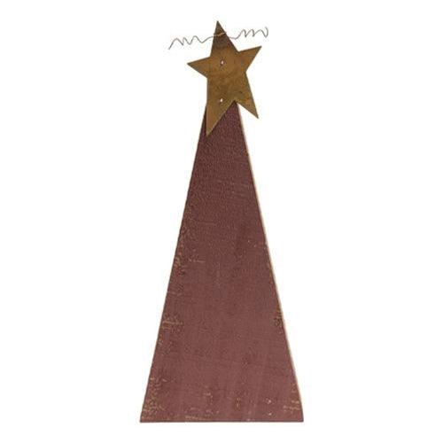 3 Set Distressed Rustic Wood Red Christmas Trees - The Fox Decor