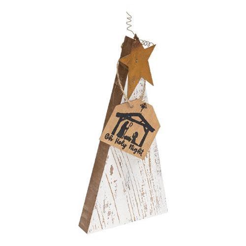3 Set Distressed Rustic Wood White Christmas Trees - The Fox Decor