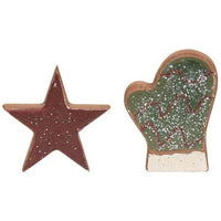 2 Set Mitten & Star Wooden Cookies - The Fox Decor