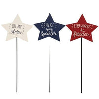 Thumbnail for Patriotic Star Plant Stake 3 Asstd - The Fox Decor