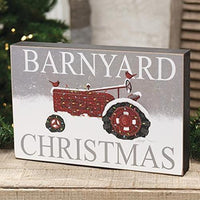Barnyard Christmas Red Tractor Box Sign - The Fox Decor