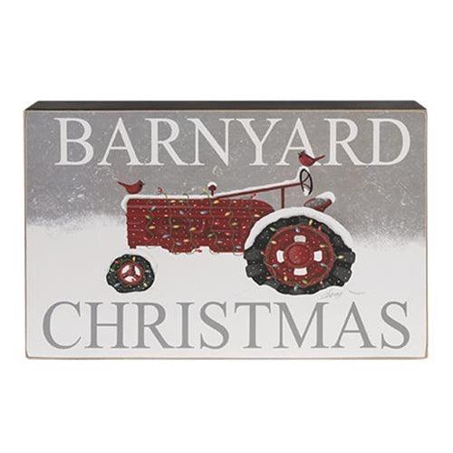 Barnyard Christmas Red Tractor Box Sign - The Fox Decor