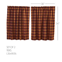 Thumbnail for Heritage Farms Primitive Check Tier Curtain Set of 2 L36xW36