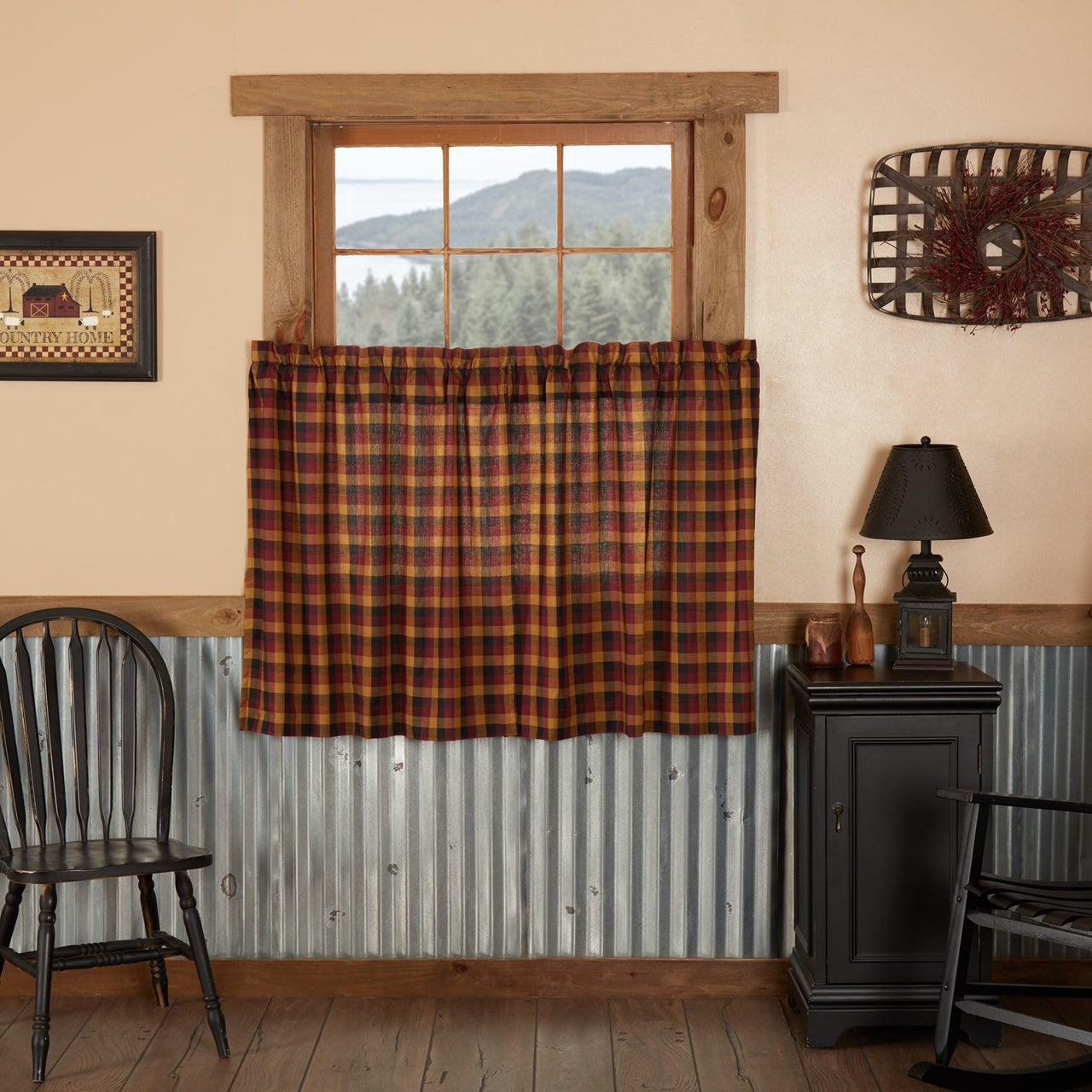 Heritage Farms Primitive Check Tier Curtain Set of 2 L36xW36