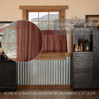 Thumbnail for Tartan Red Plaid Tier Curtain Set of 2 L24xW36