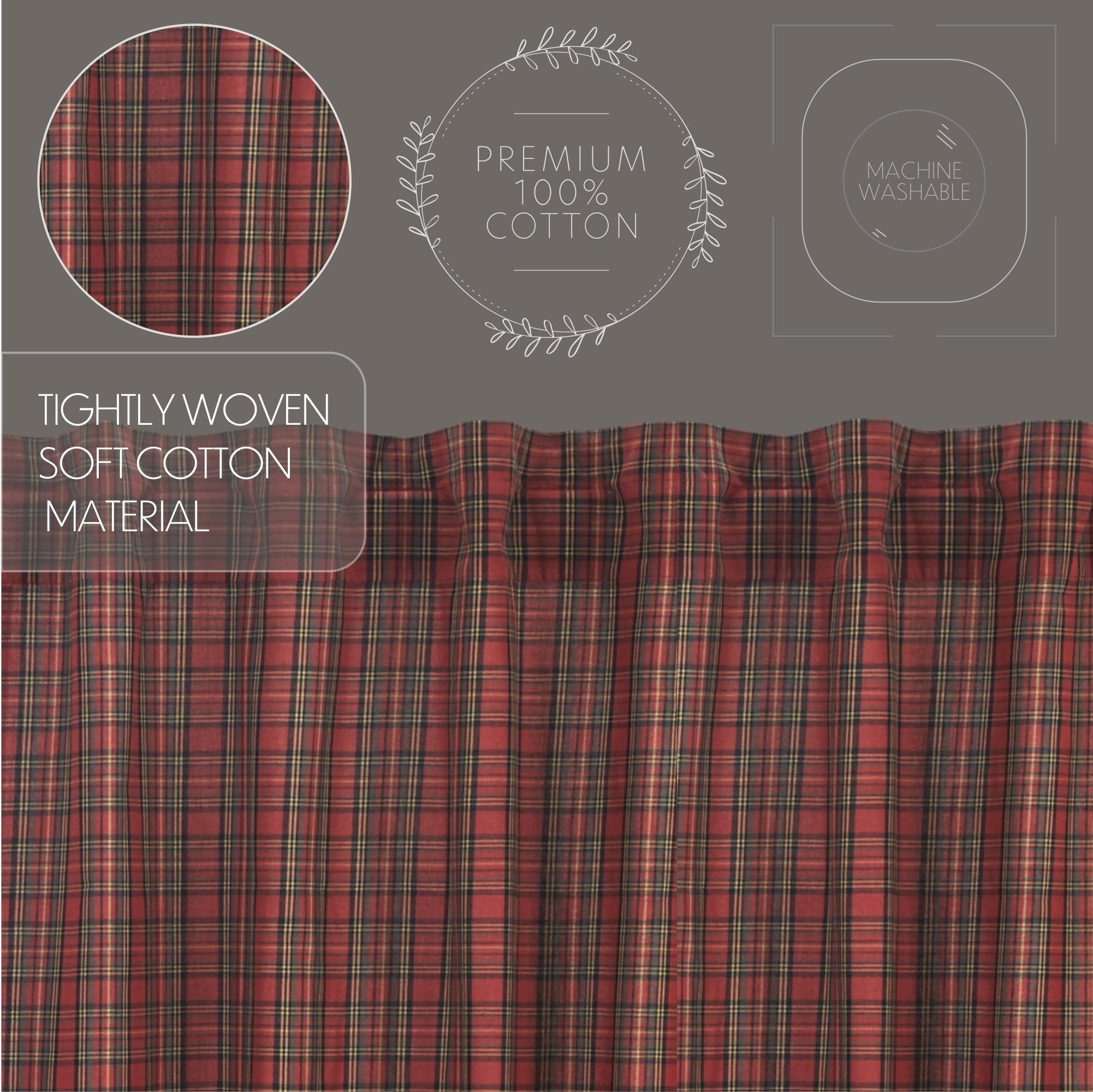 Tartan Red Plaid Tier Curtain Set of 2 L24xW36 - The Fox Decor