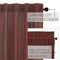 Tartan Red Plaid Tier Curtain Set of 2 L24xW36 - The Fox Decor