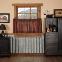 Tartan Red Plaid Tier Curtain Set of 2 L24xW36 - The Fox Decor