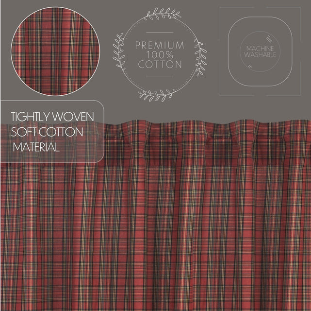 Tartan Red Plaid Valance Curtain 16x60 - The Fox Decor