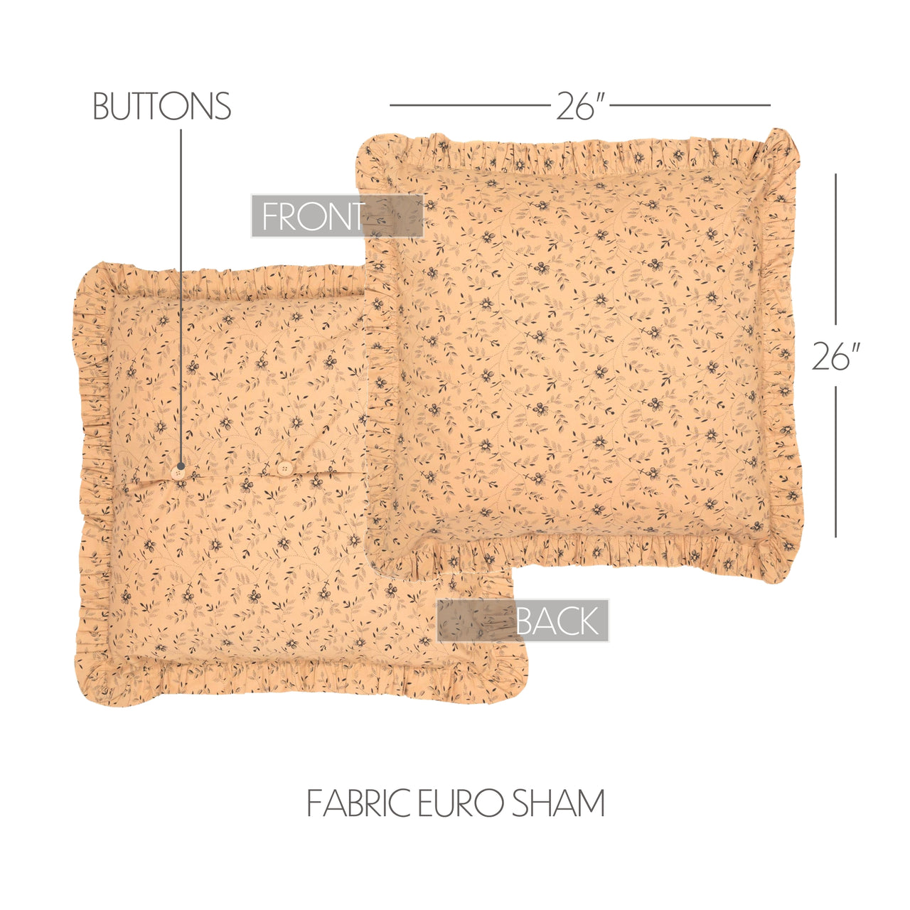 Maisie Fabric Euro Sham 26x26 VHC Brands
