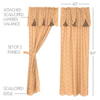 Thumbnail for Maisie Panel Curtain with Attached Scalloped Layered Valance Country Style Curtain Set of 2 84