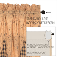 Thumbnail for Maisie Panel Curtain with Attached Scalloped Layered Valance Country Style Curtain Set of 2 84
