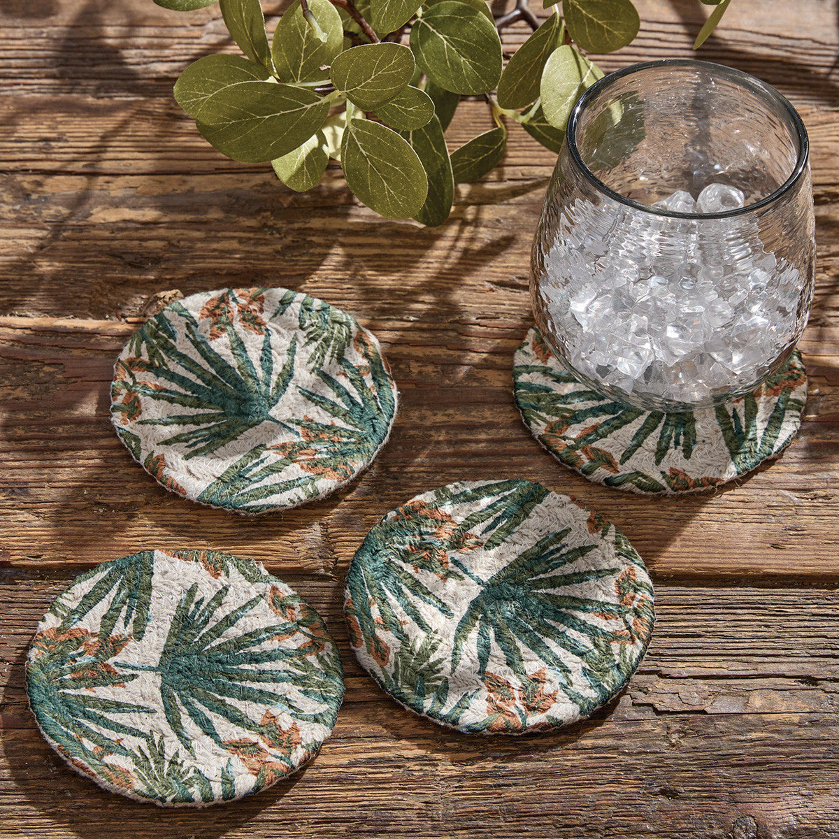 Patricia Heaton Home Palm Frond Braided Coasters Set of 4 Park Designs