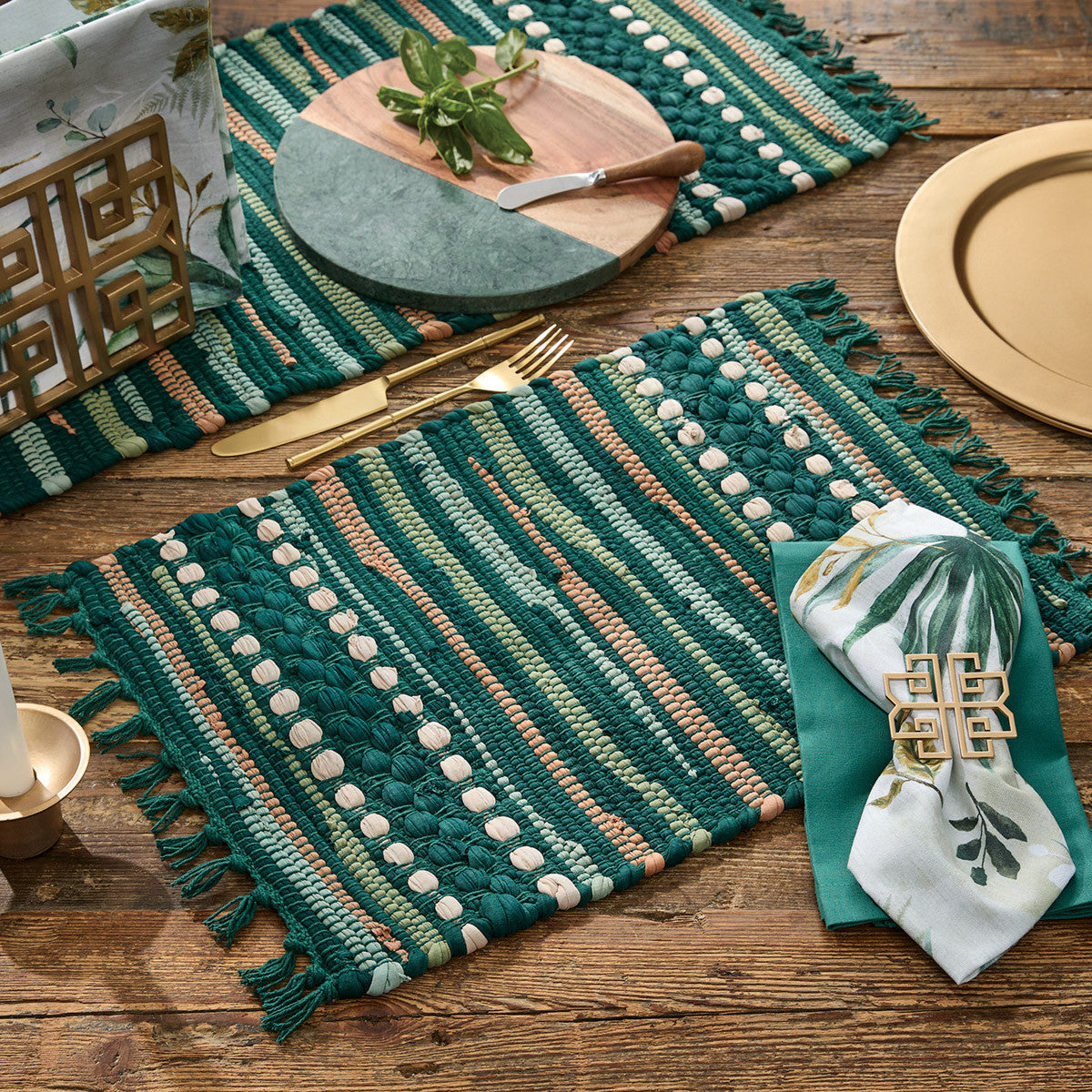 Patricia Heaton Home Rainforest Chindi Table Runner 36" L Set of 2 Park Designs - The Fox Decor