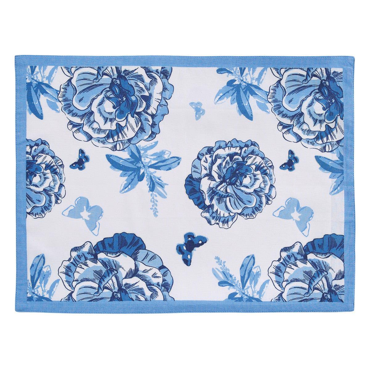 Patricia Heaton Home Florals And Flitters Reversible Placemat Blue Set of 12 Park Designs - The Fox Decor