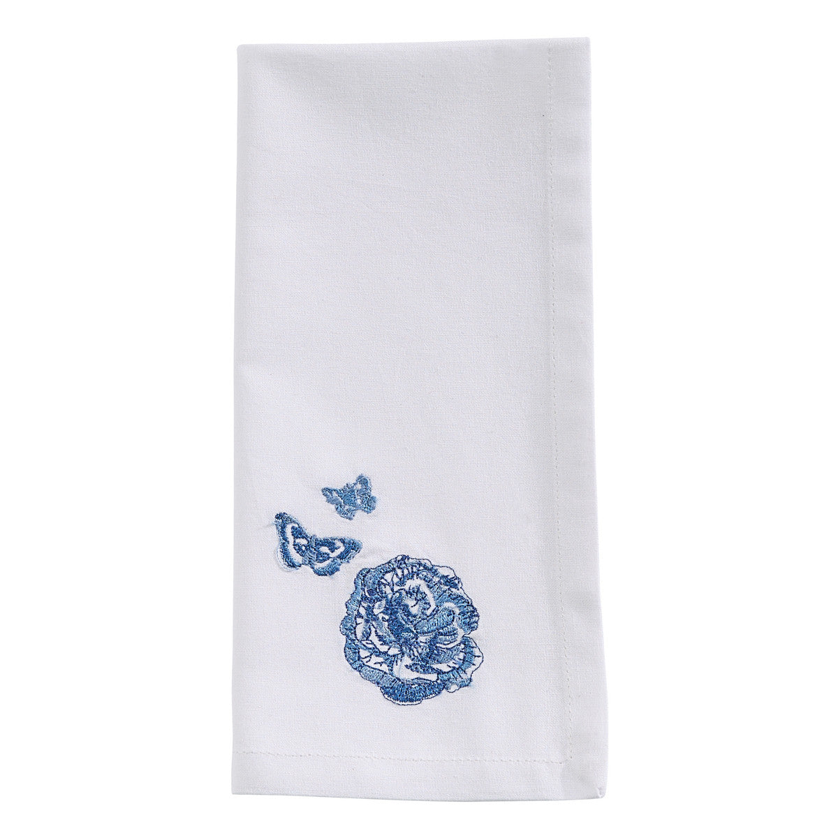 Patricia Heaton Home Florals And Flitters Embroidered Napkin Blue Set of 12 Park Designs