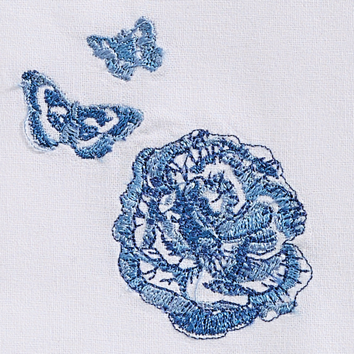 Patricia Heaton Home Florals And Flitters Embroidered Napkin Blue Set of 12 Park Designs