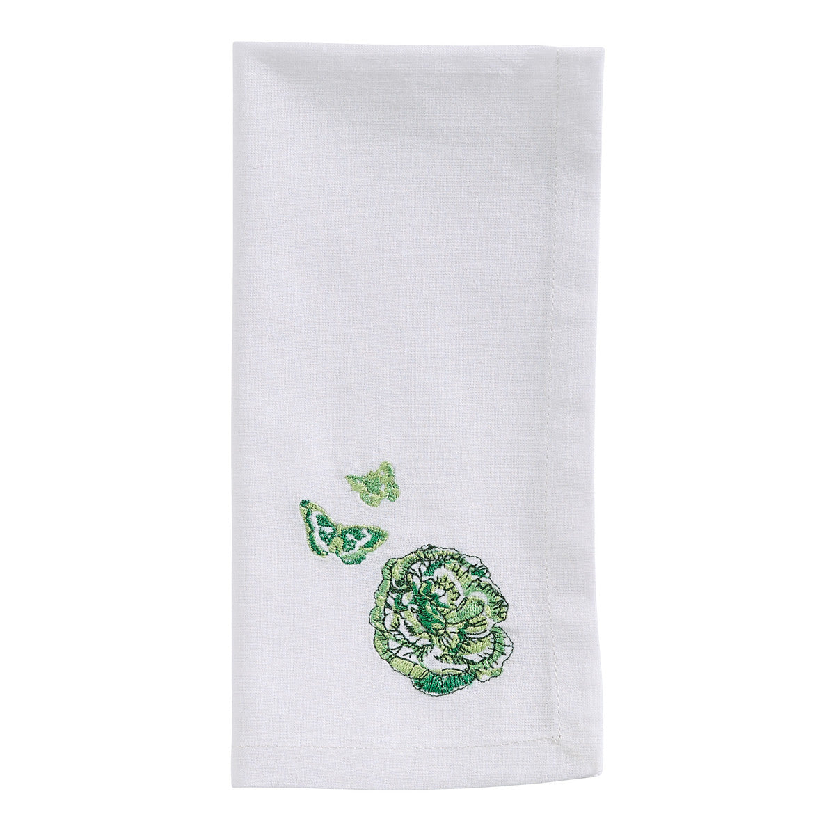 Patricia Heaton Home Florals And Flitters Embroidered Napkin Green Set of 12 Park Designs