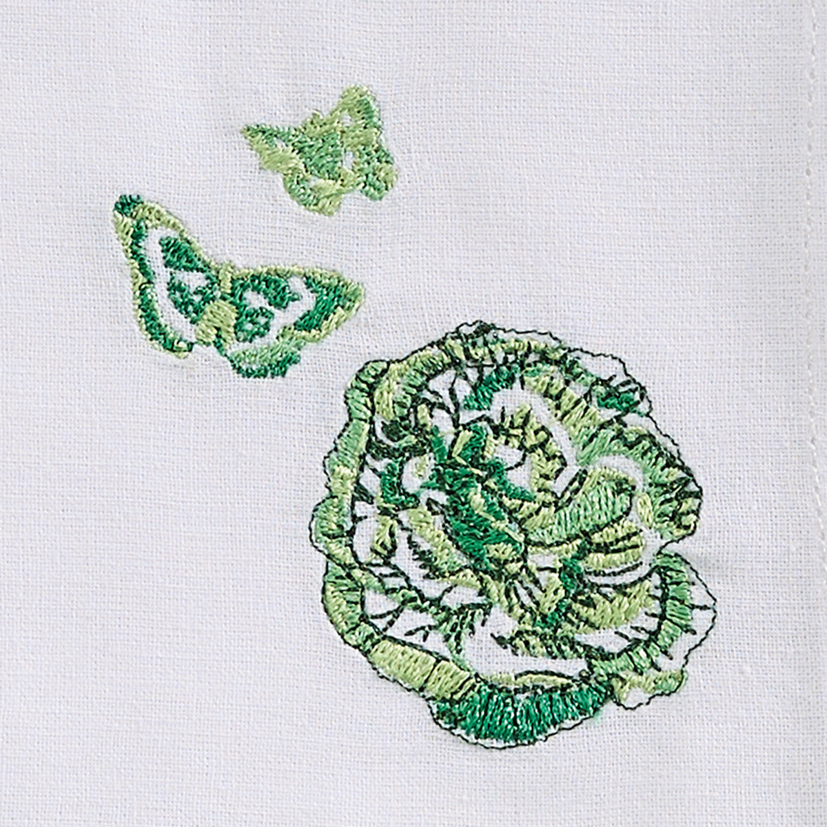 Patricia Heaton Home Florals And Flitters Embroidered Napkin Green Set of 12 Park Designs