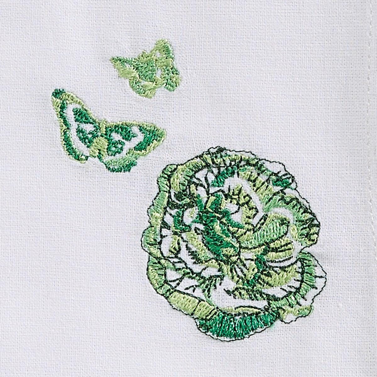 Patricia Heaton Home Florals And Flitters Embroidered Napkin Green Set of 12 Park Designs - The Fox Decor