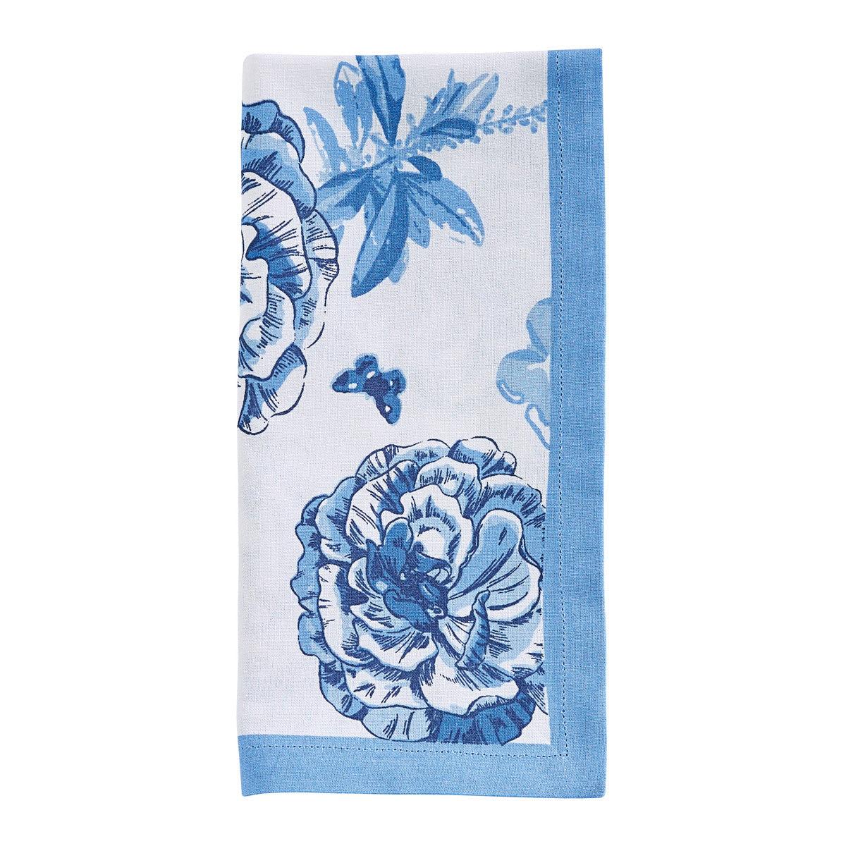 Patricia Heaton Home Florals And Flitters Printed Napkin  Blue Set of 12 Park Designs