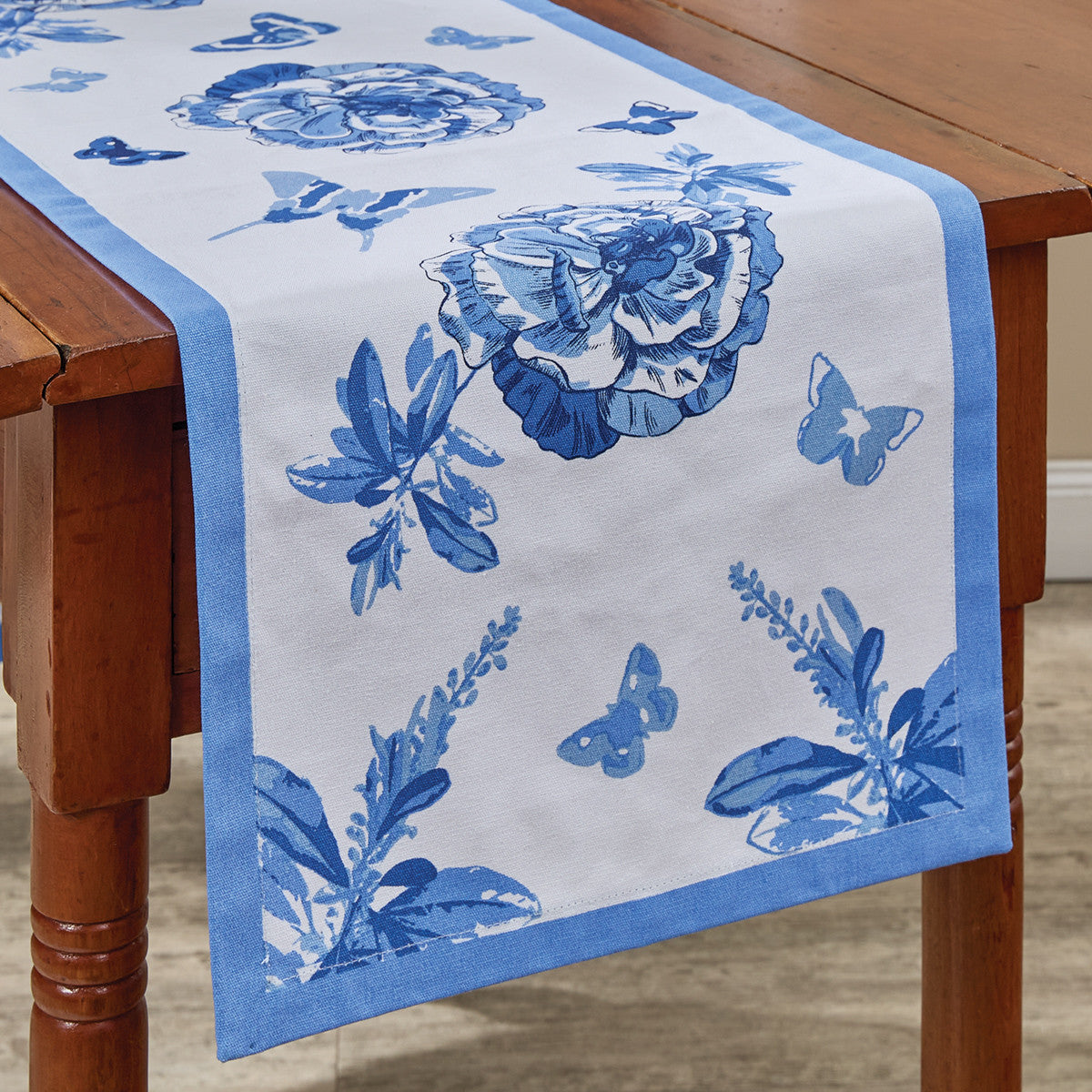 Patricia Heaton Home Florals And Flitters Table Runner 72"L Blue Set of 2 Park Designs