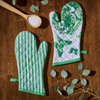 Thumbnail for Patricia Heaton Home Florals And Flitters Stripe Oven Mitt Green Set of 2 Park Designs