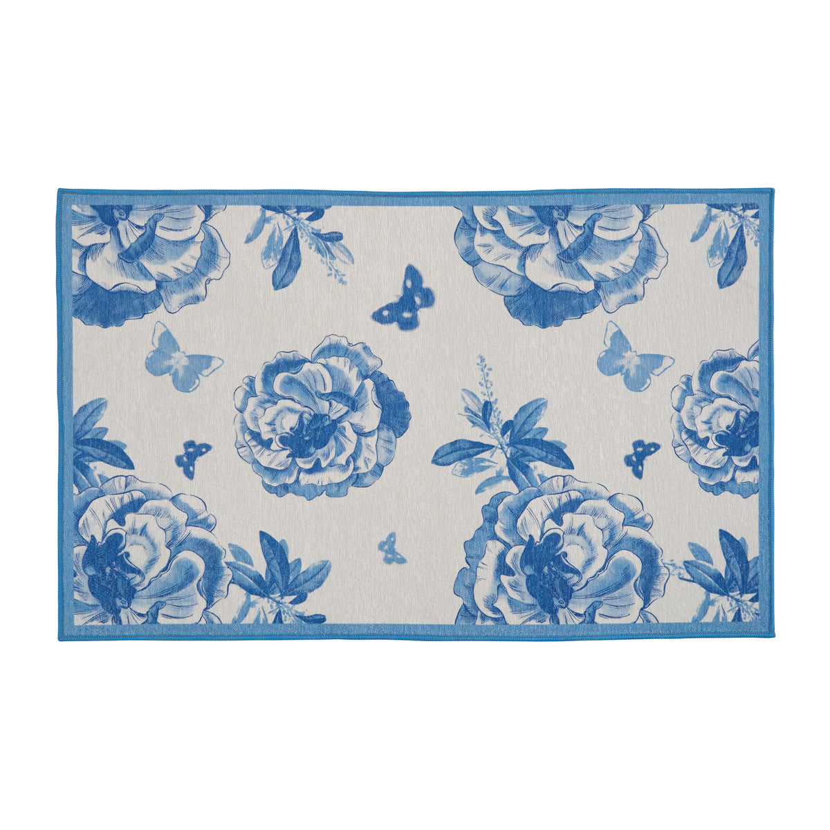 Patricia Heaton Home Florals And Flitters Washable Rug 24" X 38" Blue Set of 2 Park Designs